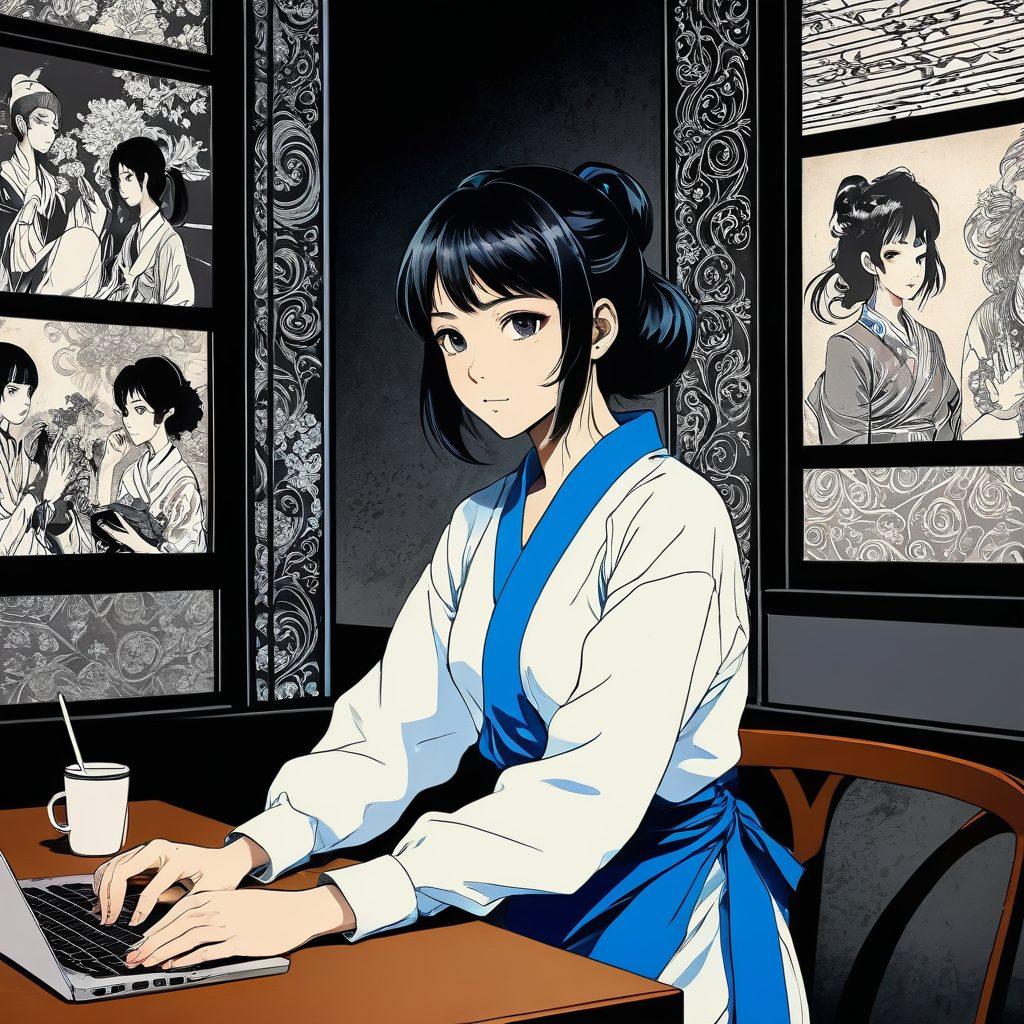 A stylized visual journey illustrating the transition from traditional hand-drawn adult anime art on aged paper to vibrant digital screens showcasing modern erotic art. Incorporate elements like vintage anime characters blending into contemporary digital devices, with dynamic colors lighting up the scene. Include subtle nods to cultural influences in the evolution of the art form. The background should be a blend of classic and modern aesthetics. vibrant colors. 3D effect.