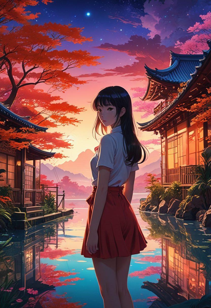 A surreal landscape featuring various anime-style characters representing diverse fetishes, intricately blended with abstract elements symbolizing adult visuals. Incorporate an ethereal atmosphere with soft, glowing lights to add a whimsical touch, while maintaining an air of mystery. Highlight contrasting colors to emphasize the controversial themes, and include subtle hints of cultural symbols to reflect the origins of hentai. vibrant colors. surreal art. digital illustration.
